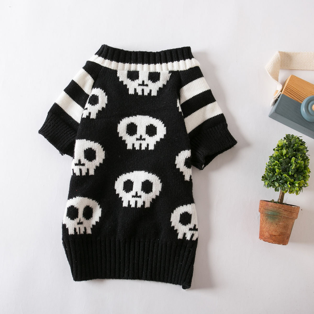 Pet Cat Sweater Halloween Skull Knitted Yarn
