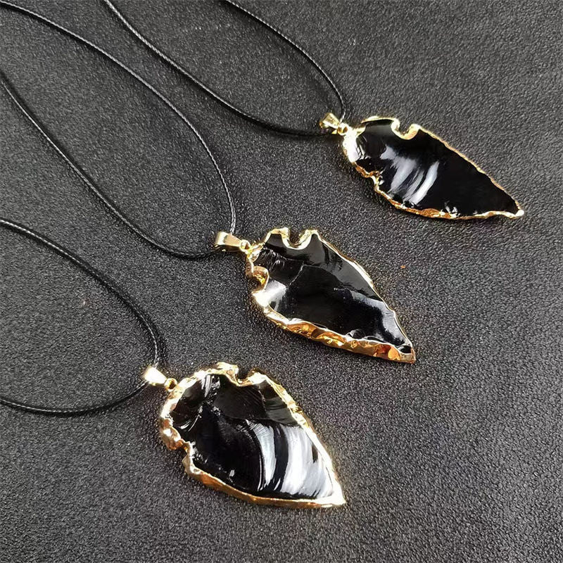 Natural Irregular Obsidian Raw Ore Necklace Accessories
