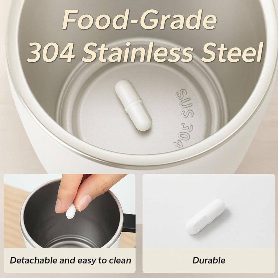 Digital Self Stirring Coffee Mug Auto Mixing Milk Tea Cup Magnetic Rechargeable White