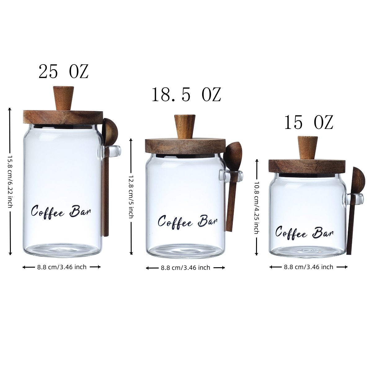 1 Pcs 18.5 OZ Glass Coffee Jars With Spoons, Candy Jars, Biscuit Jars, Storage Jars, Tea Jars, Snack Jars, Seasoning Jars, Salt Jars, Pepper Jars