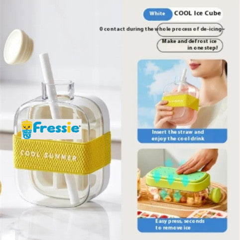 One Click Molding Cooling Cup Instant Ice Maker,Zero-Contact Design,Straw Included Curling Mold,Portable & Stylish Chilled Drink