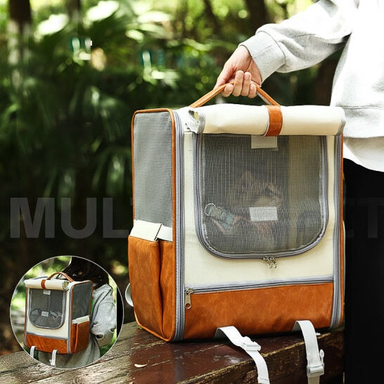 Non-deforming Portable Pet Backpack For Cats On The Go With Shoulder Straps