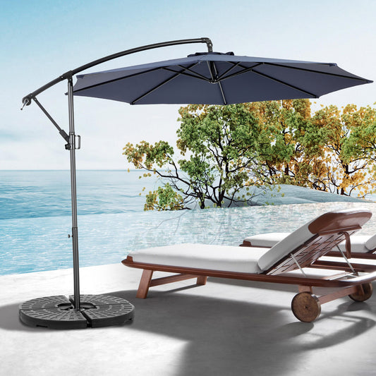 Best Choice Products 10ft Offset Hanging Market Patio Umbrella W-Easy Tilt Adjustment, Polyester Shade, 8 Ribs For Backyard, Poolside -  Navy Blue  No Base