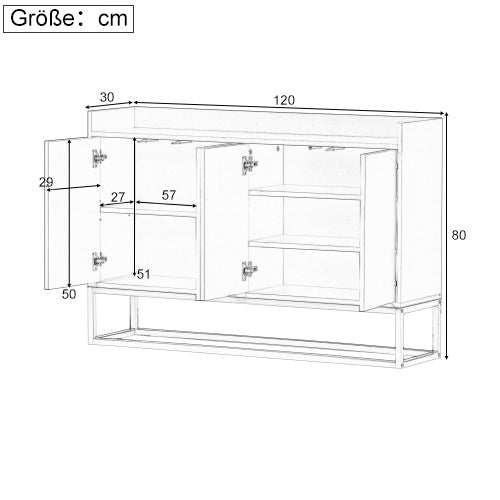 Modern Minimalist Style Sideboard 4 Door Handleless Buffet Cabinet For Dining Room, Living Room, Kitchen  Navy Blue