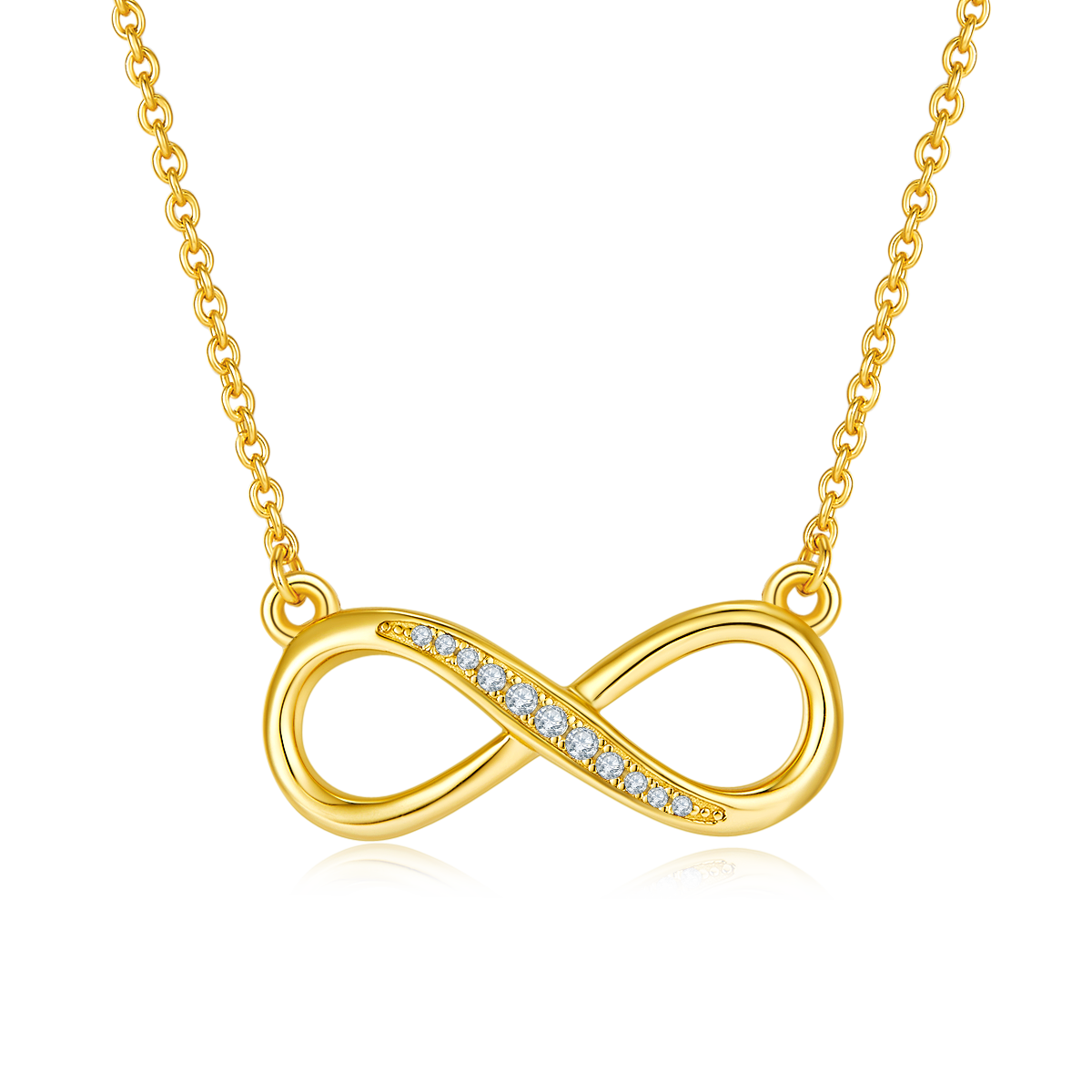 3.2g S925 Sterling Silver 11 Stone Moissanite Infinity Necklace 45cm  Half Pave Pendant With GRA, Platinum Plated Romantic Jewelry Gift Box Set For Women