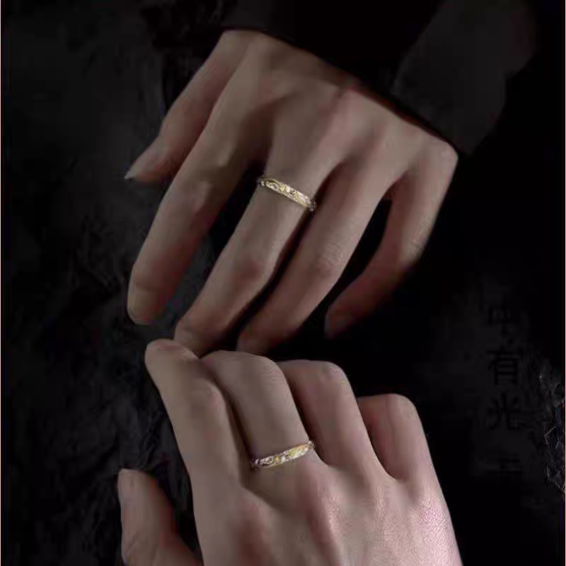 1pc Men's 999 Sterling Silver Two-Tone Meteor Star Open Ring, Minimalist & Cool Style, Perfect For Daily, Dating & Gifting, Ideal Valentine's Gift