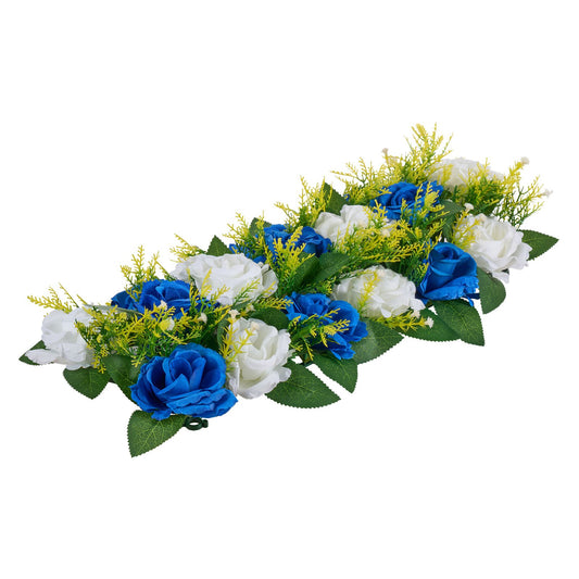 Flower Ball Arrangement Bouquet 10 PCS, 19.6 X 8.6 Inch Artificial Flower Balls Wedding Table Centerpieces, Faux Rose Arrangements For Wedding Centerpiece Home Decoration, Blue And White Roses