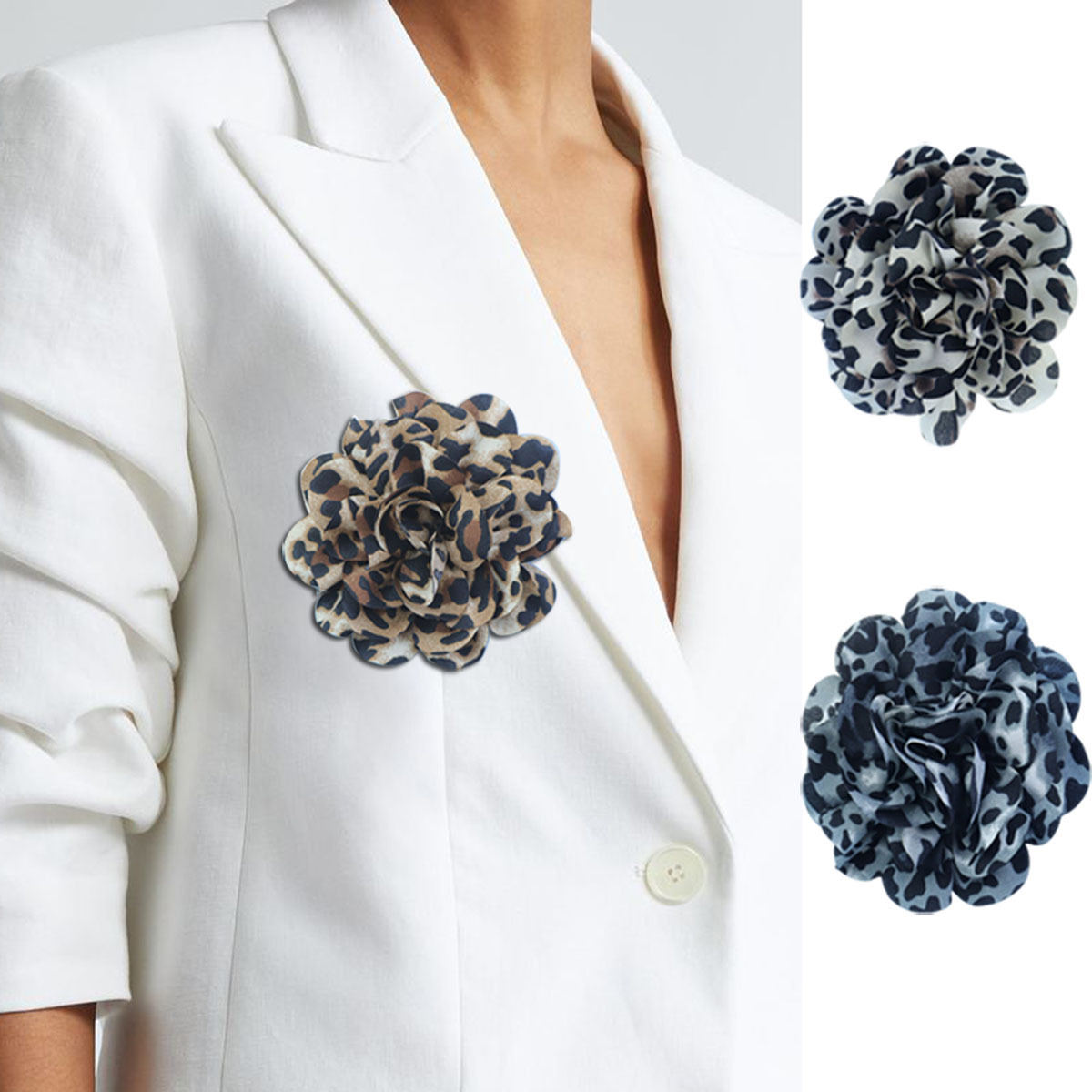 Leopard Print Fabric Multi-layer Fabric Flower Chest Flower Flip Collar Needle Accessories