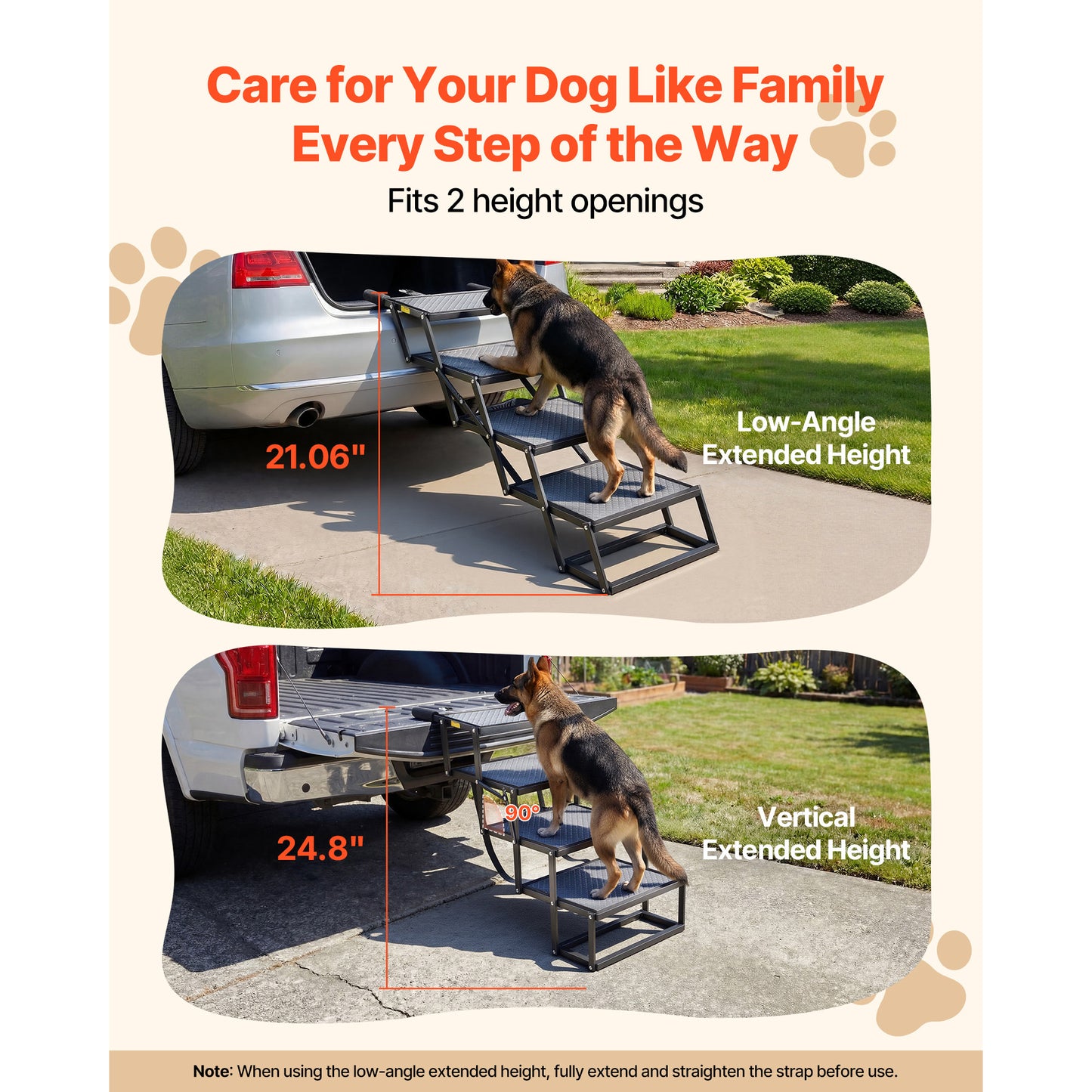 Dog Stairs For Car, 4 Steps Extra Wide Foldable Dog Ramp For Large Dogs With Non-Slip Surface, Portable Lightweight Pet Stairs Ladder For Car, SUV, Truck, High Bed, Sofa, Support Up To 400 Lbs