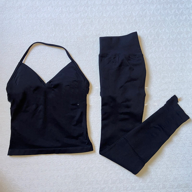 Sports Yoga Pants Back-shaping Camisole Waist-cinching Workout Tank Top And Long Pantscomplete Outfit Set