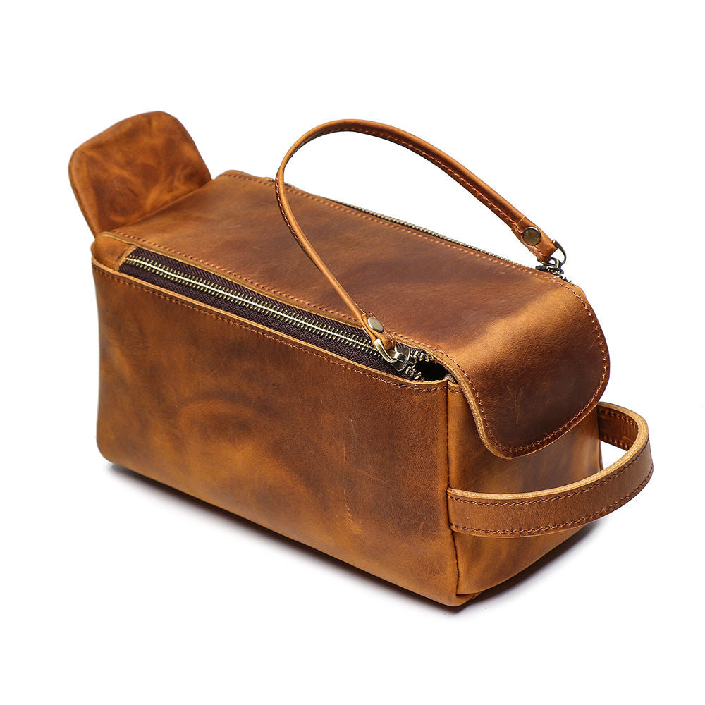 Retro-style Multi-functional Leather Tote Mens Makeup Bag
