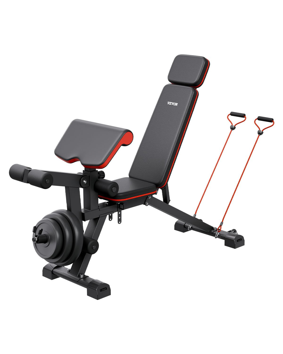 Hantelbank Verstellbare Brauchtrainer Für Ganzkörpertraining 363 Kg Belastbar), Sit-up-Trainingsbank Fitness Bank Flachbank Mit It Beinstrecker, Preacher-Polster, Schnelle Einstellung