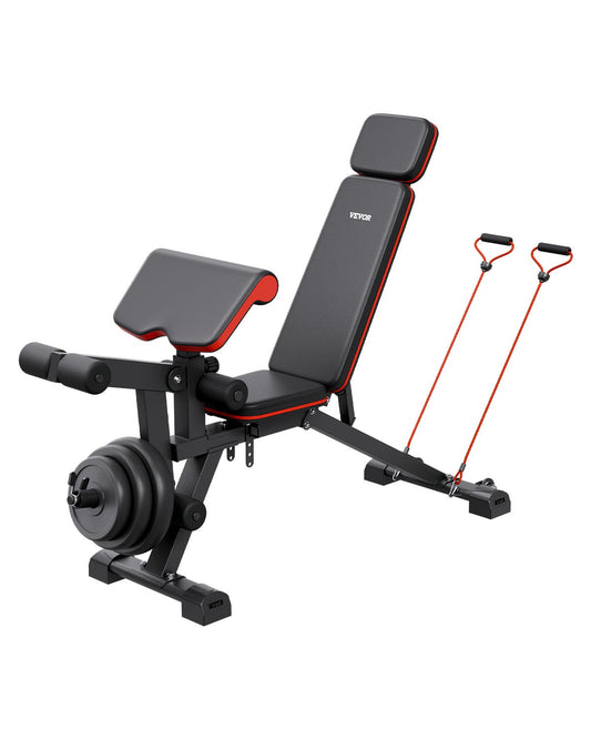 Hantelbank Verstellbare Brauchtrainer Für Ganzkörpertraining 363 Kg Belastbar), Sit-up-Trainingsbank Fitness Bank Flachbank Mit It Beinstrecker, Preacher-Polster, Schnelle Einstellung
