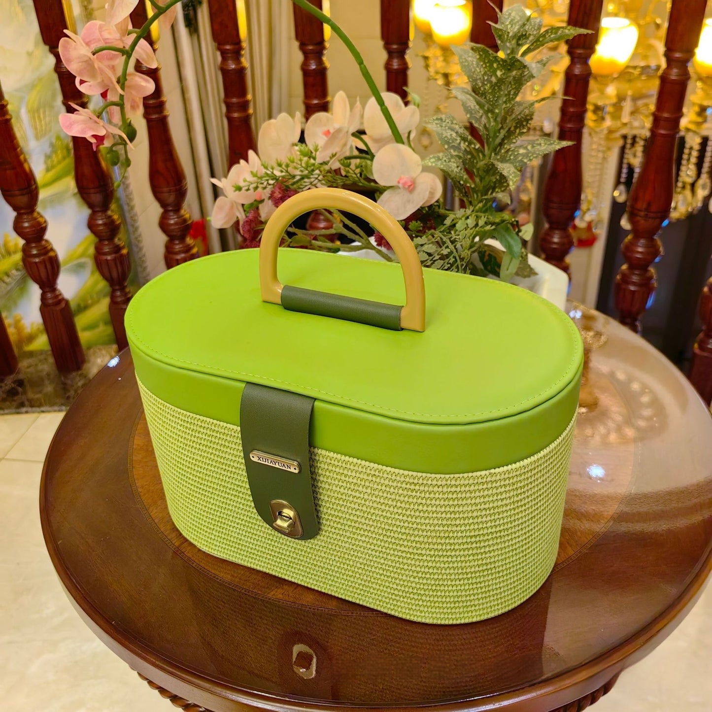 Oval Wheat-ear Pattern Suitcase Candy Box Leather Gift Box