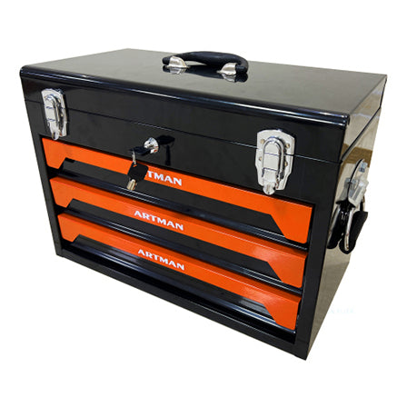 20in Portable Three-layer Clay Box, Four-tier Tools, Metal Latches, Top Cargo Space And Other Accessories. They Are Suitable For Garages, Apartment Or Work Table, Black & Orange  BLACK&Orang