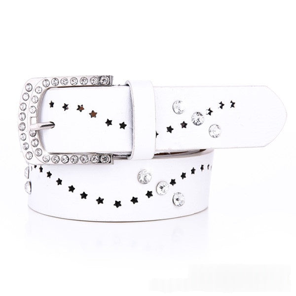 New Womens Belt A Rhinestone-embellished Fashionable Korean-style Hollowed-out Design