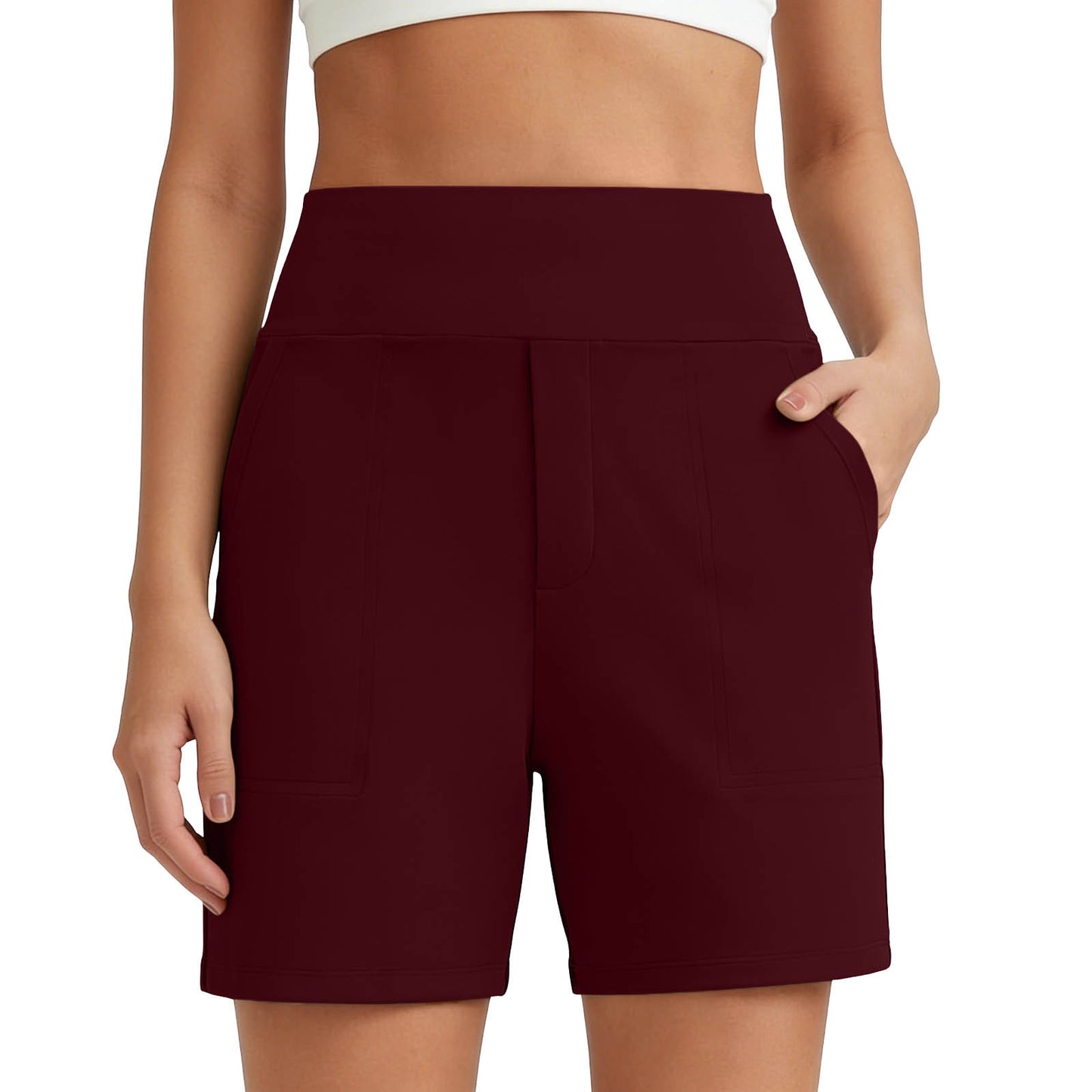 New Womens Solid-color Stretchy Comfortable Fitness Casual Shorts