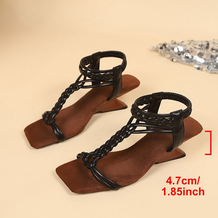 Women's Plus Size Wedge Sandals, New Summer Boho Woven Elegant Beach Sandals For Seaside Vacation