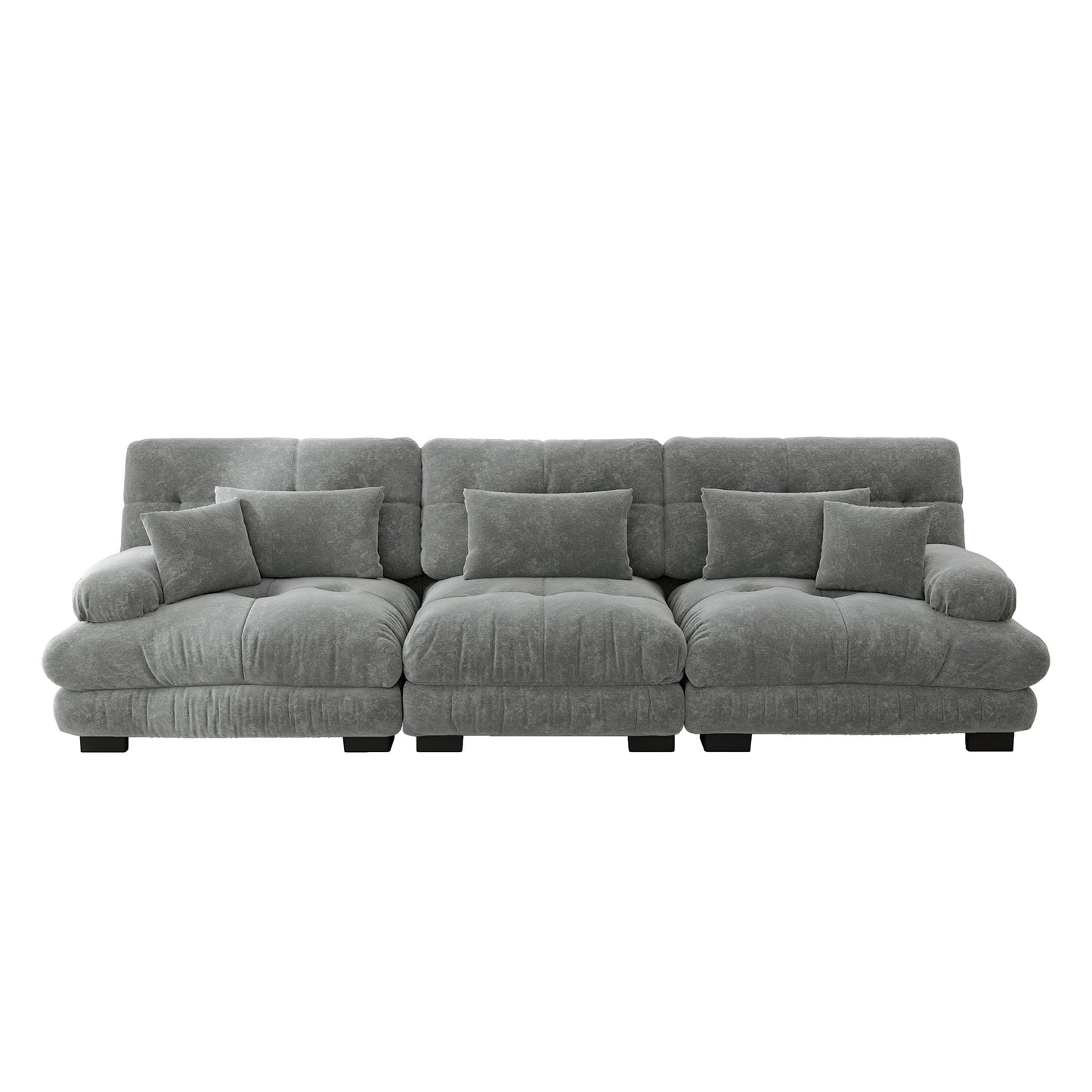 3 Seater Modular Corner Sofa With Deep Seat, Chenille Sofa Bed Comfortable Upholstered For Living Room, Apartment, Studio, Office, Chenille Grey