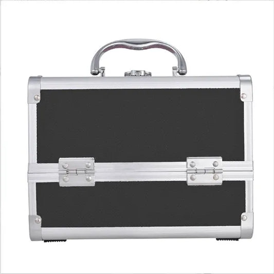 Professional Makeup Artist Travel Case -23 X 17 X 17 Cm Portable Cosmetic Organizer With Mirror, Brush Holder & Lockable Key - Ideal For Jewelry Storage & Bathroom Essentials, Perfume Organizer