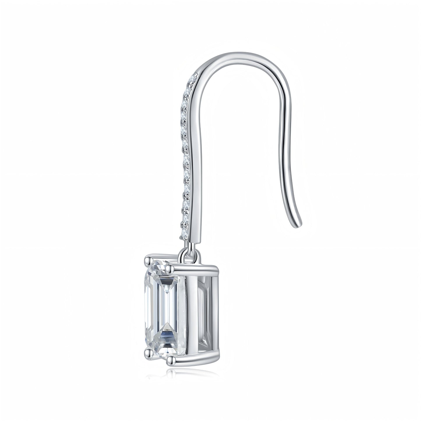 S925 Sterling Silver 6x8mm Emerald Cut Moissanite Dangle Earrings  Platinum Plated Hook Drop Earrings With GRA Certificate Elegant Jewelry Gift Box Set For Women