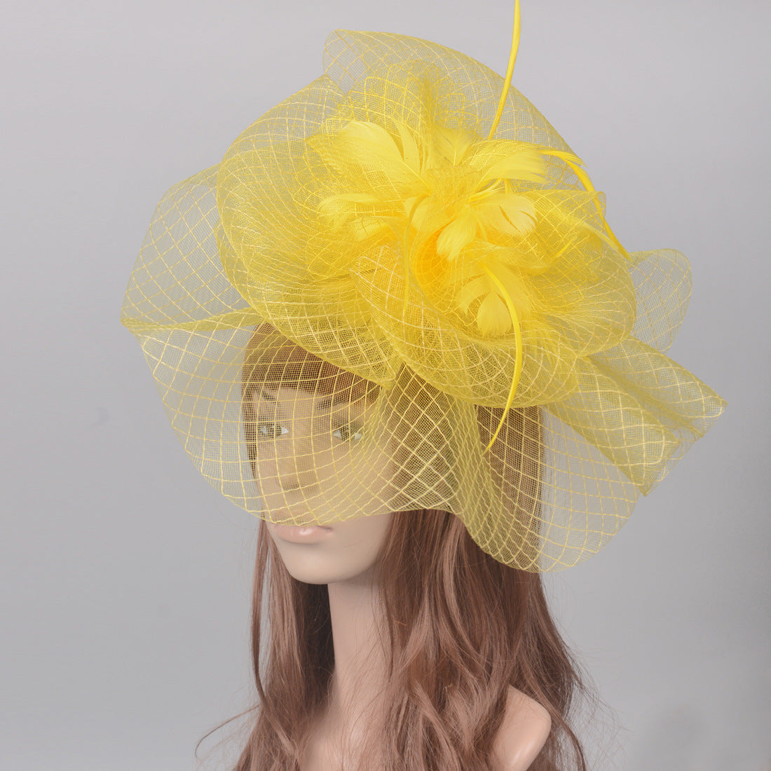 Tea Party Veil Feather Headdress Small Top Hat Performance Headpiece