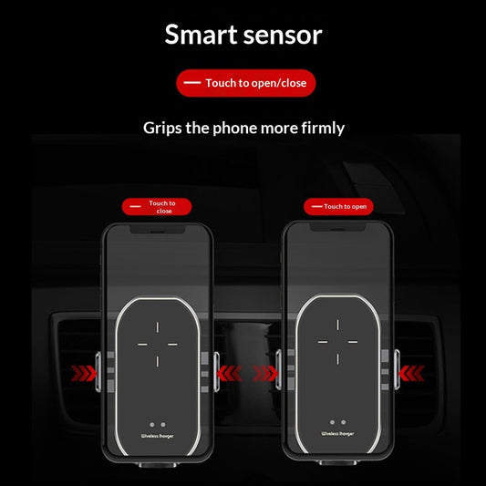 Smart Infrared-Sensing Wireless Car Charger With Fast Charging And Magnetic Clasp For Cars