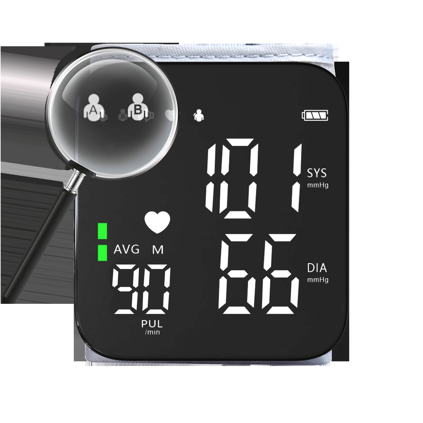 Wrist-type Electronic Blood Pressure Monitor With LED Display And Smart Features