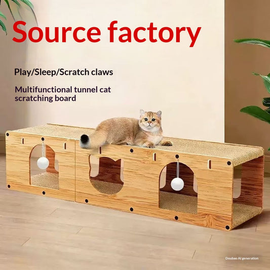 Pet Cat Bed, Upright Cat Scratching Board, Cat Tunnel, Cat Toy, Self