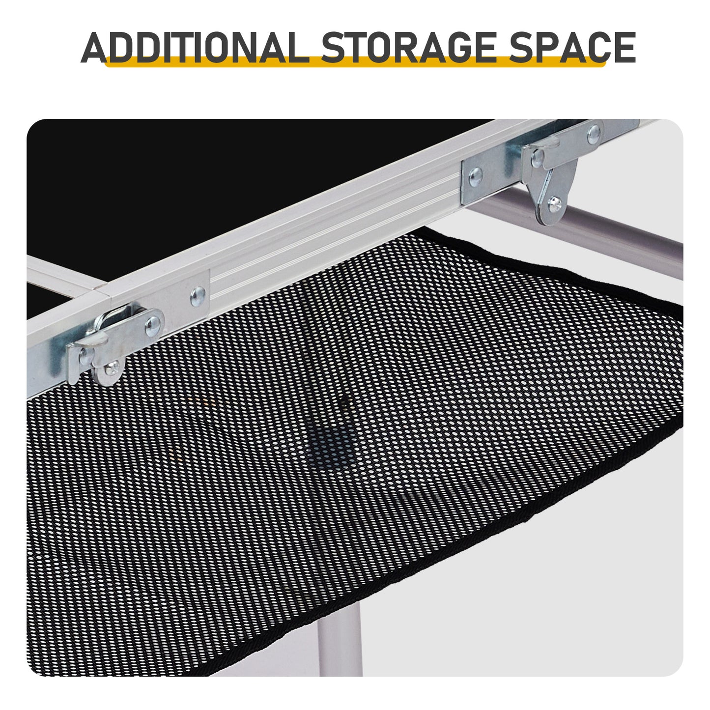3ft Adjustable Height Foldable Camping Table With Storage Mesh, Lightweight Portable Outdoor Picnic BBQ Side Desk