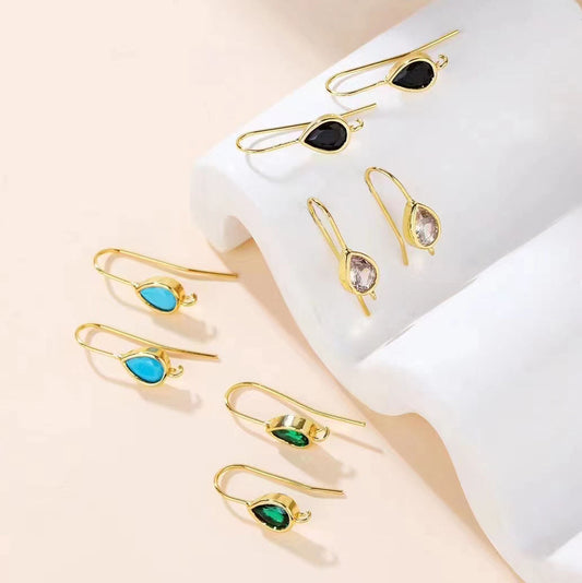 Minimalist Water Drop Zircon Ear Hook Accessories DIY Copper Plating