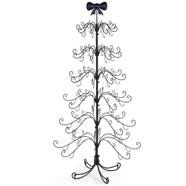 6ft Black PVC Metal Artificial Christmas Tree With Bow Topper, No Extra Ornaments, Daily Decor Tree