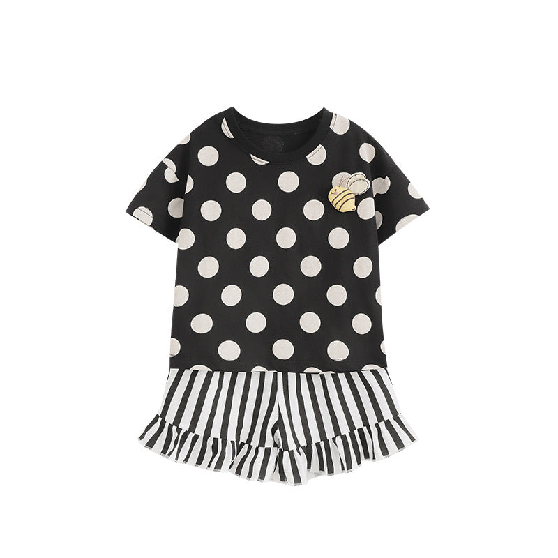 Girls New Round-neck Short-sleeve Set