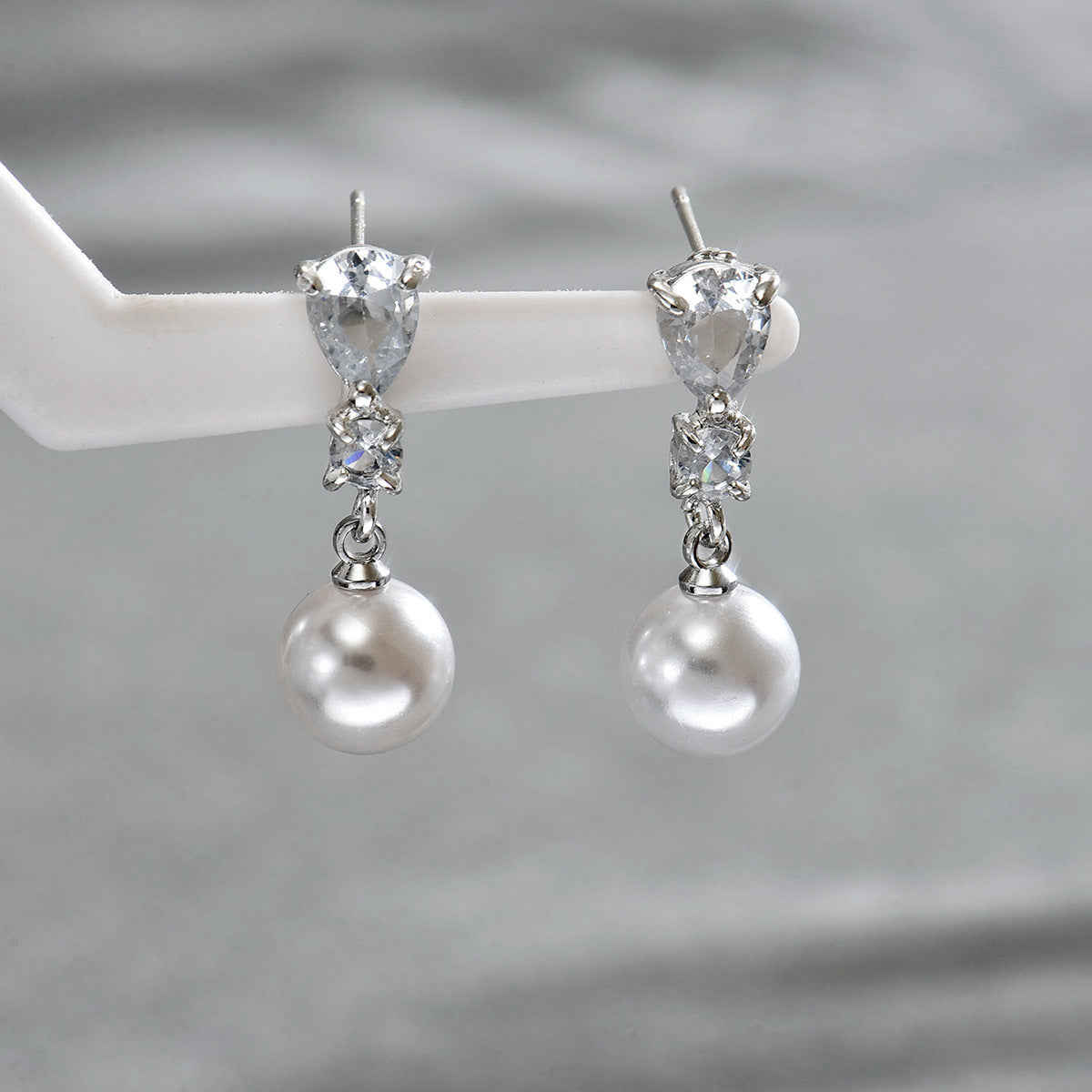 Cross-Border European American Jewelry, Niche Geometric Earrings Inlaid With Pearls & Cubic Zirconia, Fashion Versatile Stud Ear Jewelry For Women