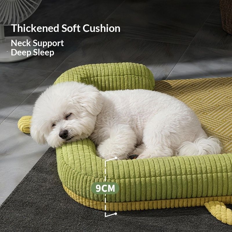 Pet Cooling Mat Rattan Weave Mat Non-Slip Cushion Color-Block Neck Support Mattress