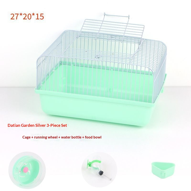 Small Pastoral-style Pet Supply Set Including A Water Bottle A Food Bowl And A Running Wheel