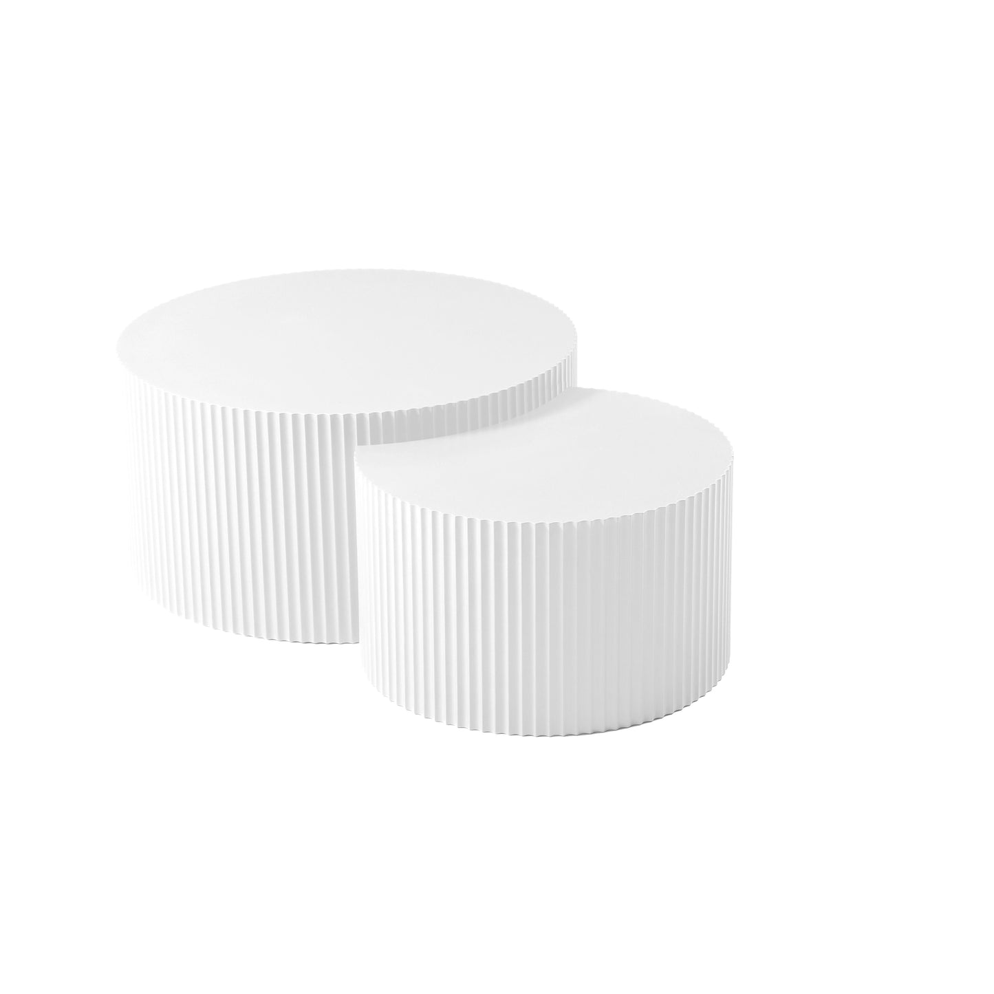 White Nesting Table Set Of 2, Handcraft Relief MDF Coffee Table For Living Room Office Leisure Area Same Sku W876P271185