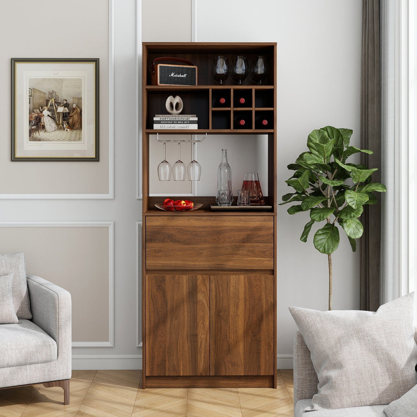 Kitchen Wine Cabinet, Multi-functional Storage Cabinet