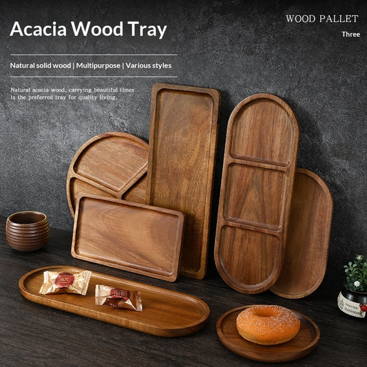 Wooden Tray Enclosing A Snack Plate Japanese-style Tea Tray