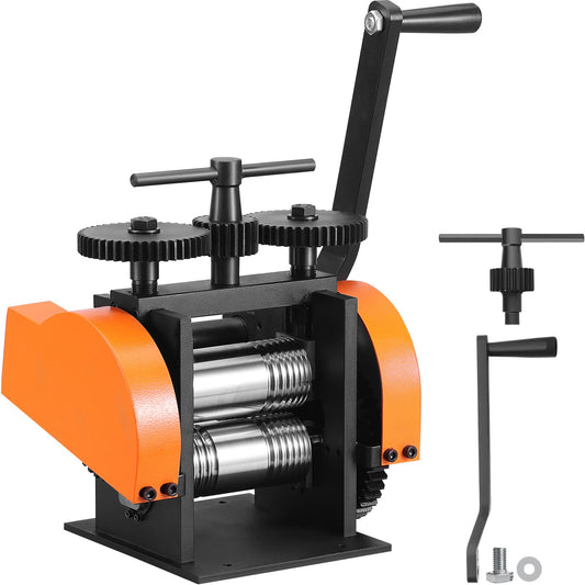 3 In 1 Handwalzwerk Maschine 45 Mm Kombinationswalzwerk, Manueller Walzwerk Schmuckwalzwerk Einstellbare Dicke Von 0 Bis 6 Mm, Handwalzwerk Maschine Für Platin / K-Gold / Messing / Aluminium