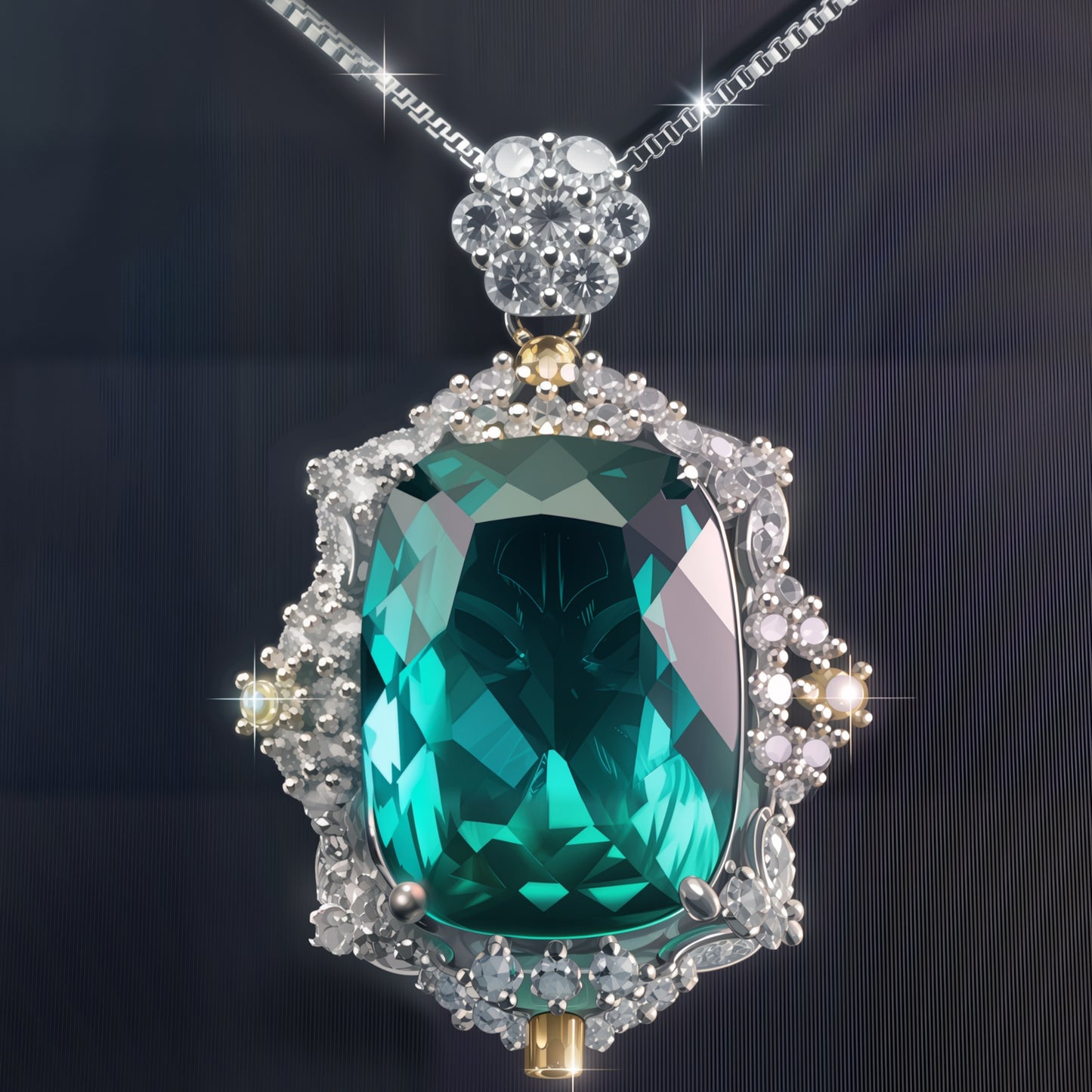Oval Cut Simulated Emerald Halo Pendant Necklace For Women, Two-Tone Copper Plated Silver White CZ Vintage Royal Wedding Bridal Statement Jewelry Gift