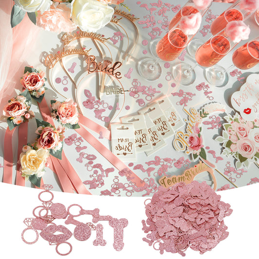 Rose Gold Wedding Party Confetti, 350-Piece Decor Set For Festive Events—Party Accessory Set