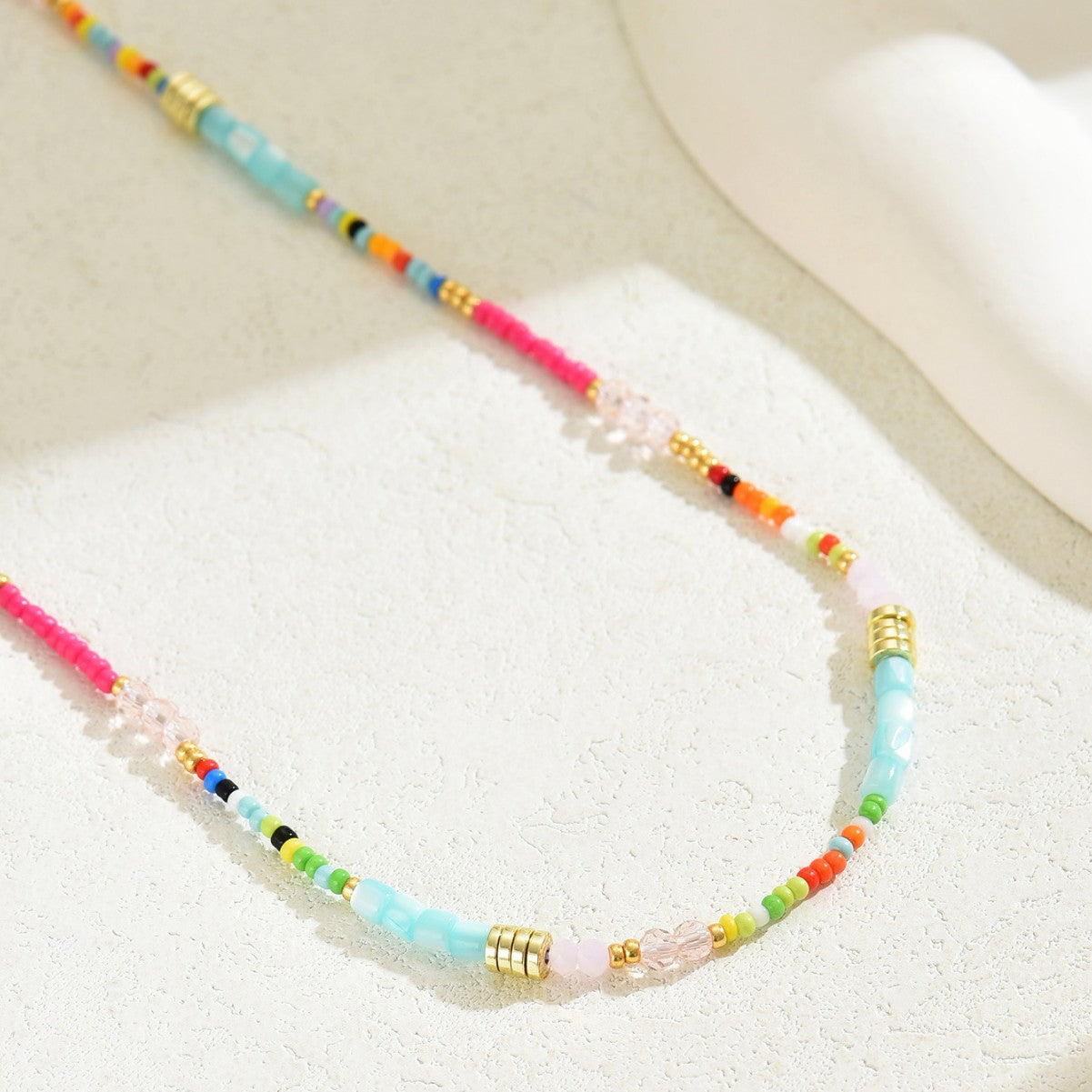 Cross-border European American Women Necklace, Unique Bohemian Creative Design Long Chain Strung With Colorful Crystal Beads, Versatile Daily Neck Accessories