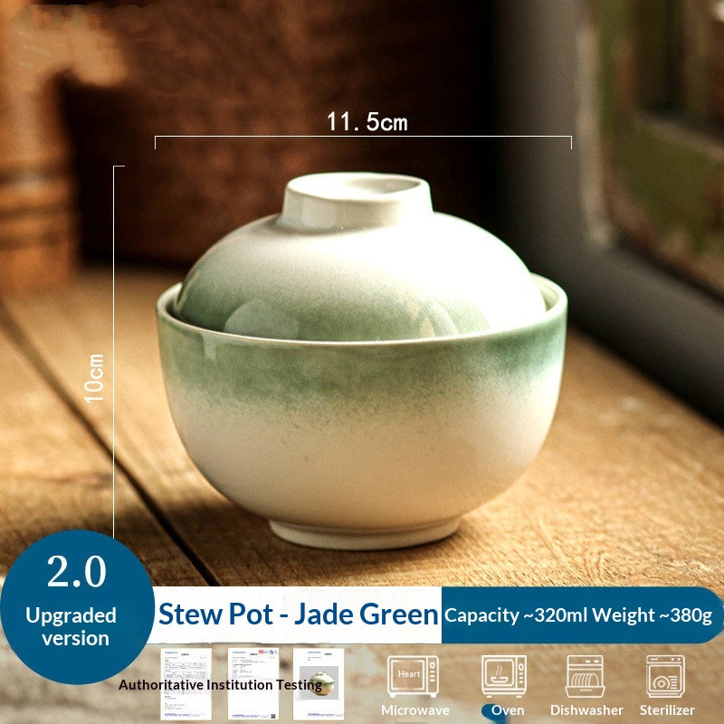 Stewing Pot For Water Bath Cooking Household Ceramic Dessert Bowl With Lid