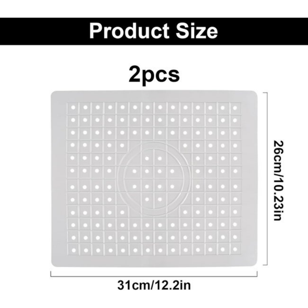 Set Of 2 Kitchen Sink Mats Made Of Rubber, 31.4 X 26 Cm, Kitchen Sink Protection  Light Grey - Rectangular