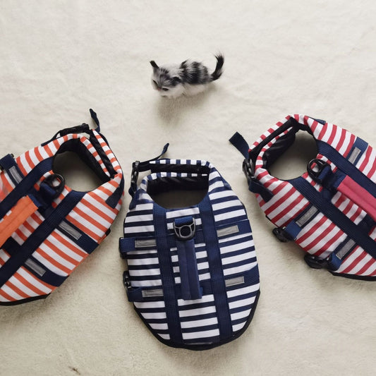 600D Oxford Cloth Digital-Print Striped Pet Life Jacket