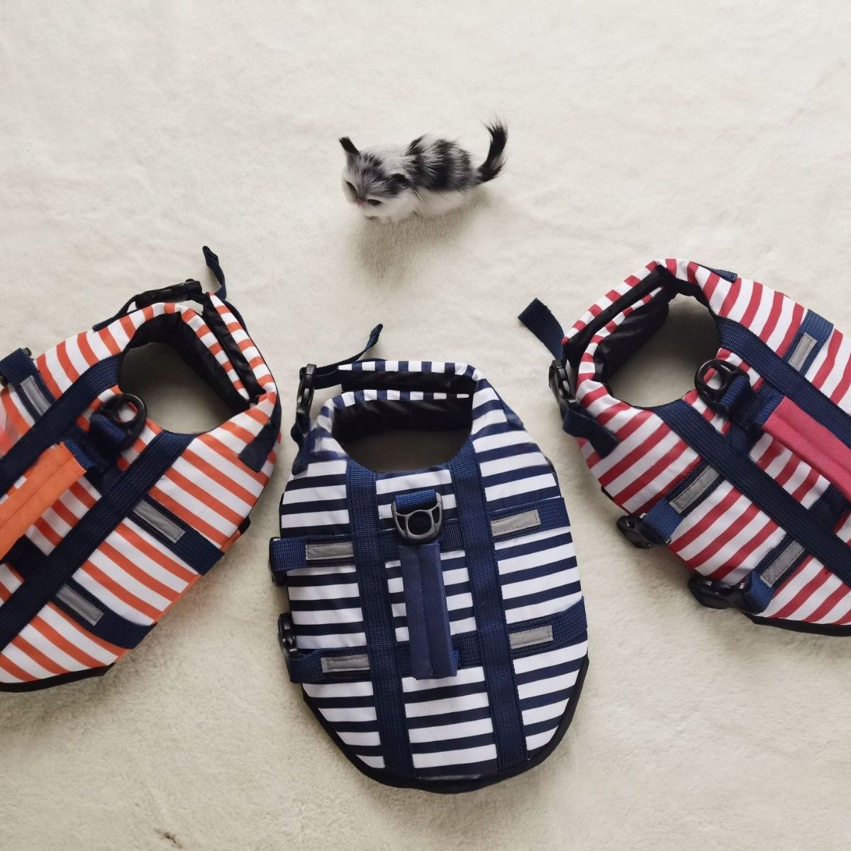 600D Oxford Cloth Digital-Print Striped Pet Life Jacket