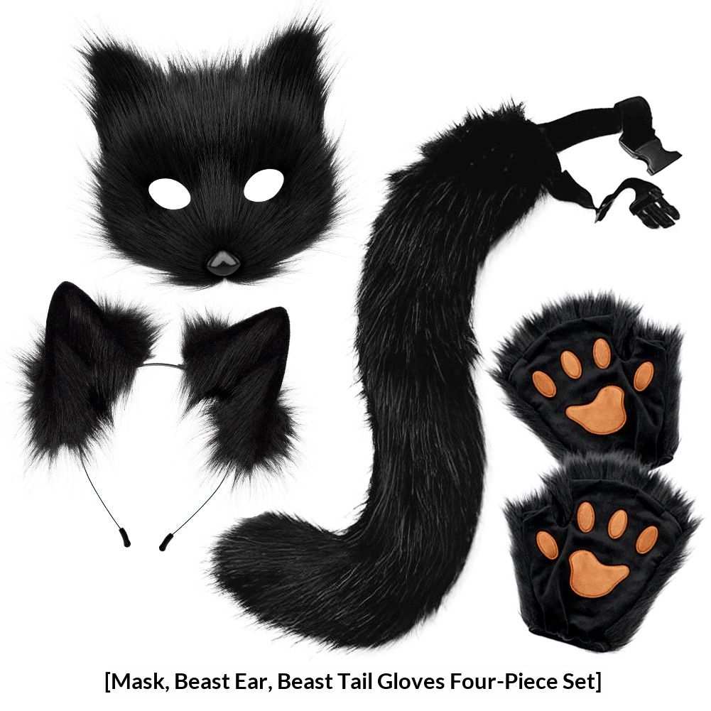 Halloween Plush Fox Mask Set Cosplay Accessories