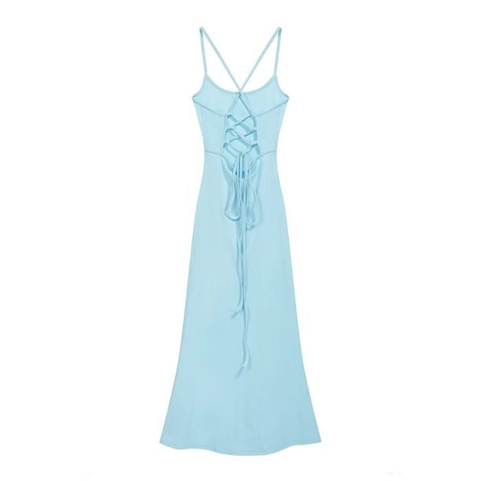 Women's Korean-style Backless Hollow-out Tie Dress