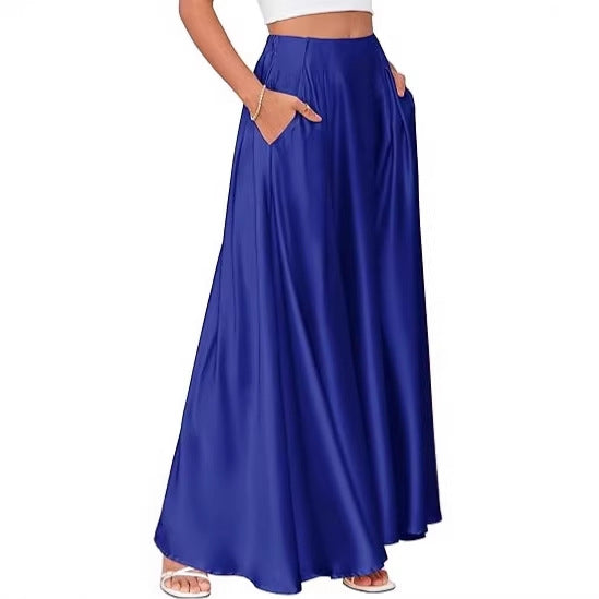 New Elegant Solid-color Pocket Dress For Women